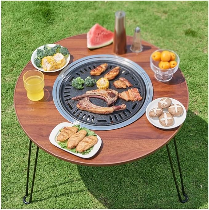 Mesa con Parrilla a Carbón Plegable para Exteriores