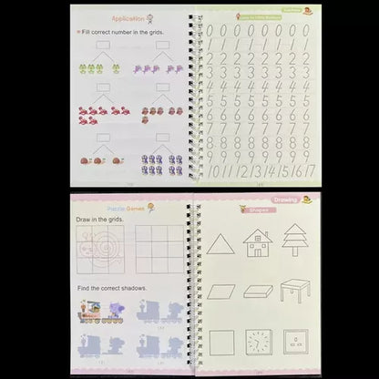 Set Cuadernos Mágicos de Caligrafía Reutilizables Para Niños